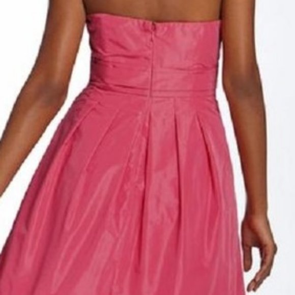 Sateen Pleated Strapless Tulle Taffeta Cocktail Dress - Picture 2 of 13